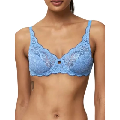 Image of Triumph Womens Amourette 300 High Apex Bra Blue Cotton Size 32F