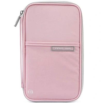 Image of VanFn Family Passport Holder Travel Wallet RFID Blocking Document Organiser Waterproof Holiday Cover Men Women for ID Card, Credit Cards, Flight Tickets, Money, Coins (Pink)