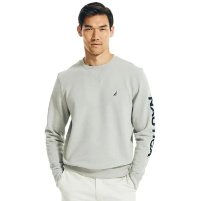 Image of Nautica Men&#039;s Basic Crew Neck Fleece Sweatshirt, Smoke Grey Heather, XXL