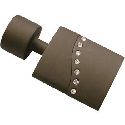 Image of Gardinia Gardina Flat Rhinestones, 2 x End Pieces, Metal, Cappuccino, for Curtain Technology, Diameter, Ø 19 mm