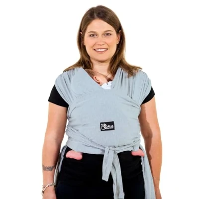 Image of Koala Babycare Baby Sling Easy to Wear Certified Ergonomic Support Multi Purpose Stretchy Carrier Suitable up 9 kg Wrap for Newborn Light Blue Registered Design