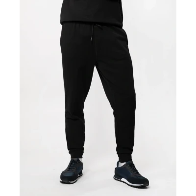 Image of Boss Orange Sestart Mens Cotton Terry Tracksuit Bottoms With Logo Patch NOS Black Size X Large