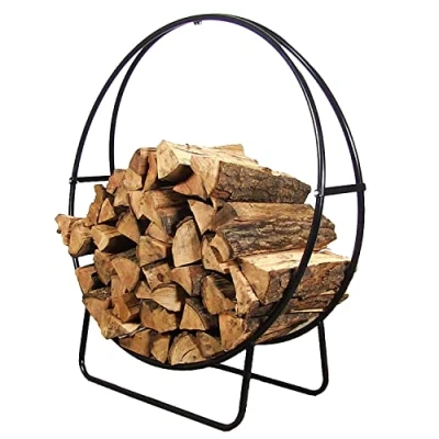 Image of Sunnydaze 61 Cm Log Carrier For Firewood Holder Hoop Round Tubular Steel Wood Store Indoor/Outdoor