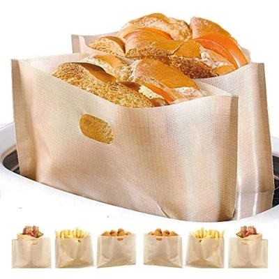 Image of Toaster Bags Reusable Non Stick Pockets Sandwich 3 6 12 Pcs, Toastie Heat Resistant Pizza Bread Snack Microwave Oven Grill BPA Free 17 * 19cm (6 Pcs)