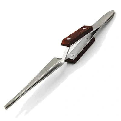 Image of MMOBIEL Industrial Precision Fiber Grip Soldering Tweezer Cross Locking Straight Pointed Tip Stainless Steel for Electronics Repair, Jewelry, Computer, Laboratory Work etc.