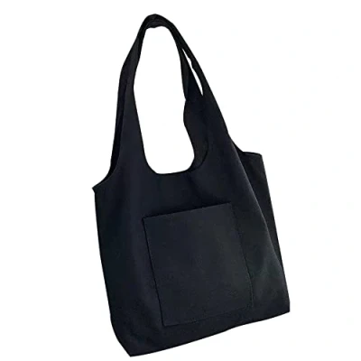 Image of FINDING CASE Reusable Heavy Duty Shopping Medium Tote Bag 100% Cotton Canvas with Strong Matching Handles,Shopping Bags Large Capacity Inner Pocket (Black)