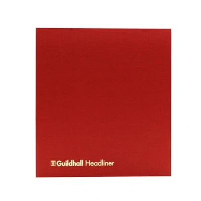 Image of Exacompta Ref 48/6 12Z Guildhall Headliner Case bound Hardback Account Book, 298 x 273mm, 6 Debit and 12 Credit Column, 80 Pages, Burgundy Vinyl Cover, Traditionally Sewn