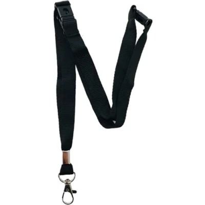 Image of PAC Supplies Global 15mm Colourful Neck Lanyard With 3 Point (Triple) Safety Breakaway (Black, 1 Lanyard)