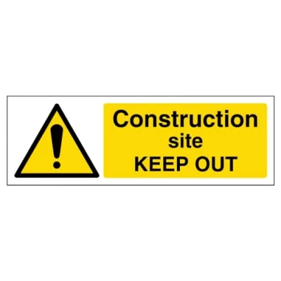 Image of V Safety Warning Building Construction Site Keep Out 300 X 100mm