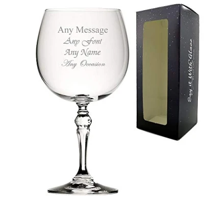 Image of Personalised Engraved 22oz Bar Gin Balloon Glass with Gift Box, Personalise Any Message for Occasion