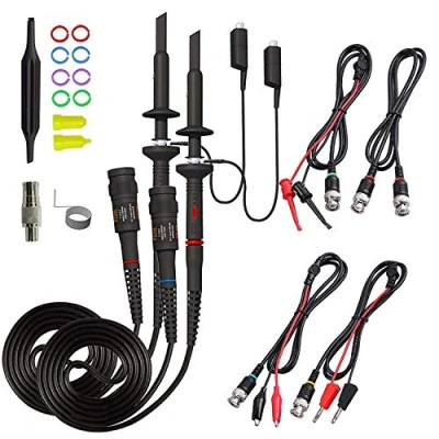 Image of Universal Oscilloscope Probe with Accessories Kit 200MHz Clip Probes BNC to Minigrabber Test Lead