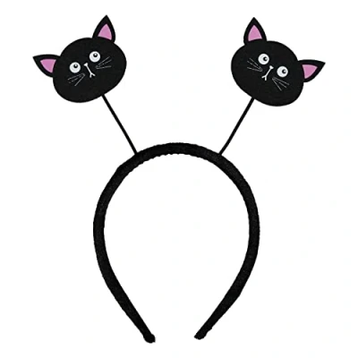 Image of Amscan 9918071 Kids Halloween Black Cat Head Boppers Headband