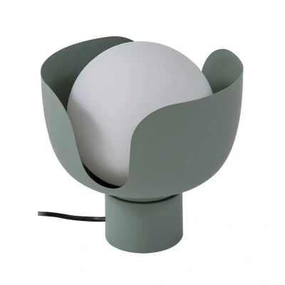 Image of Lindby table lamp Fiora, green, glass, metal, Ø 20 cm