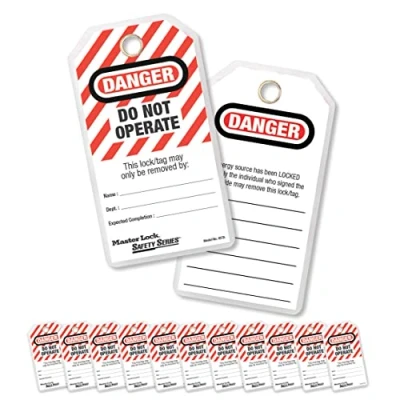 Image of Master Lock Safety M/Lock Lockout Tags DO NOT Operate (12) 497A, White, 23.4 cm x 10.4 3.8