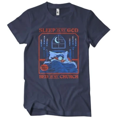 Image of Steven Rhodes Officially Licensed Sleep is My God Bed Church Mens T Shirt (Navy), Large