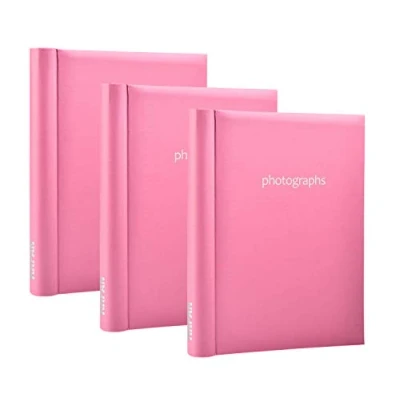 Image of 3 x Arpan Self Adhesive Large Photo Albums Totaling 60 Sheets 120 Sides (Pink)