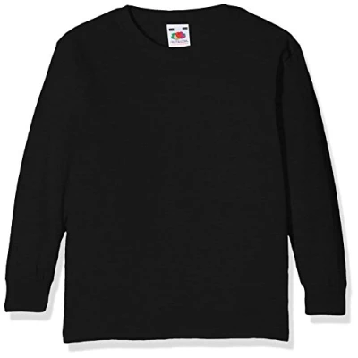 Image of Fruit of the Loom Boys&#039; Valueweight Long Sleeve T Kids Longsleeve Shirt, Black (Black 101), 8 Years