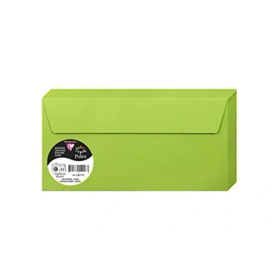 Image of Clairefontaine 120017C Pack of 50 Self Adhesive Envelopes DL Format 11x22cm 120g/m² Mint Green Color Invitation to Events and Correspondence Pollen Range Premium Paper