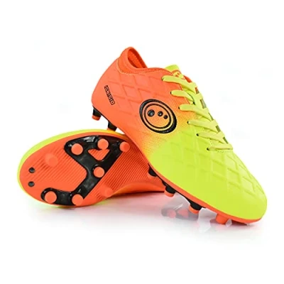 Image of Optimum Ignisio Lace Up Football Boots Flat Moulded Stud Outsole, Easy Fastening Astro Trainers PU Leather, Flexible &amp; Comfortable Fit Aztec Orange, 5