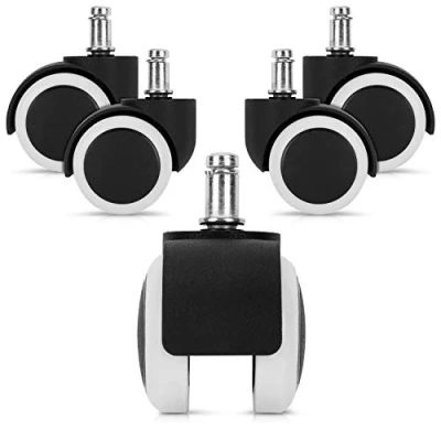 Image of kwmobile Office Chair Wheels 11mm Pack of 5 Furniture Castors 50mm Diameter Replacement Wheel Casters for Wooden, Laminate, Tile Floors White