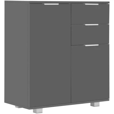 Image of vidaXL Sideboard High Gloss Grey 71x35x80 cm Engineered Wood