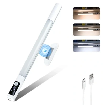 Image of Motion Sensor Light Indoor, Moman Dimmable Under Cabinet Kitchen 3 Modes &amp; Color Temps USB Rechargeable with Battery Levels Display for Cupboard Wardrobe, LED