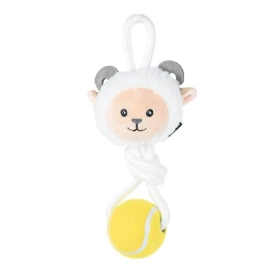 Image of Webbox Gertrude the Goat 2 in 1 Rope &amp; Ball Dog Toy Plush, Tough, Squeaky Interactive