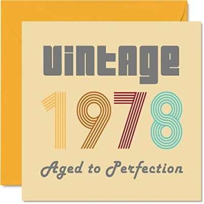 Image of 46th Birthday Cards for Men Women Vintage 1978 Aged To Perfection 46 Card Funny Her Him, 145mm x Best Friend Greeting Mum Dad Brother Sister Uncle Auntie