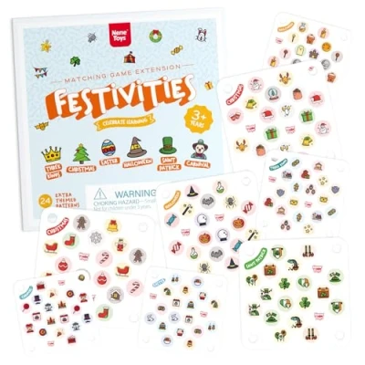 Image of Nene Toys Ladybug’s Memory Game Extension with 24 Extra Holiday Themed Patterns Additional Cards for Christmas, Three Kings, Easter, Halloween, Carnival and More Train Vocabulary