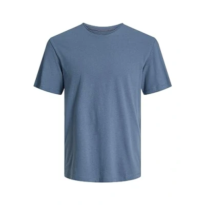 Image of JACK &amp; JONES Men&#039;s Jjesummer Linen Tee Ss O Neck Sn Short Sleeved Shirt, Faded Denim, S