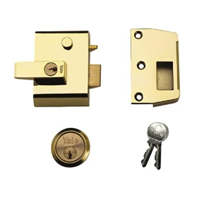Image of Yale P 2 BLX PB 40 Double Locking Nightlatch, High Security can be locked from inside with key, Brasslux, mm