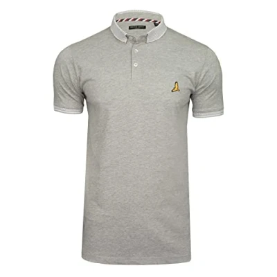 Image of BRAVE SOUL Mens Glover Polo T Shirt Cotton Short Sleeved (Lt Grey Marl/Lt Marl F) M