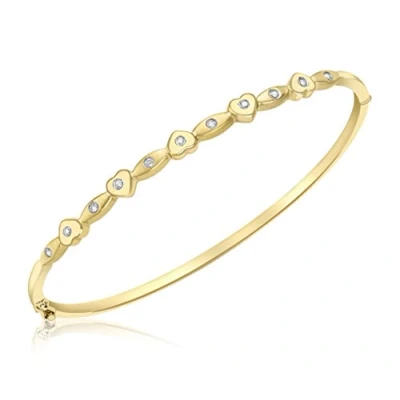 Image of Carissima Gold Women&#039;s 9ct Yellow 0.15ct Diamond Set Heart Bangle