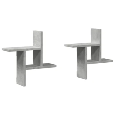 Image of vidaXL Wall Shelves 2 pcs Concrete Grey 38x12x38 cm Engineered Wood