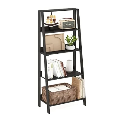 Image of Furinno 5 Tier Ladder Bookcase Display Shelf, Espresso