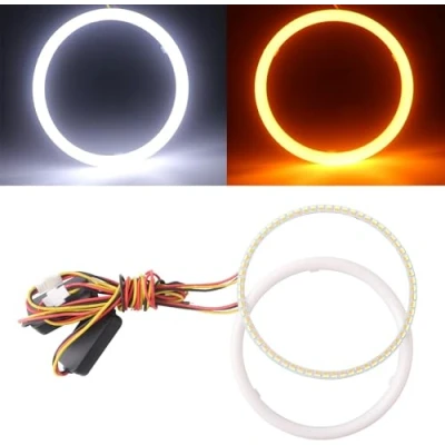 Image of Qasim 1 pair of 120MM LED Angel Eyes Halo Rings White+Amber Switchback for Car Motorcycle Headlight DRL Fog Light 4014 144SMD DC12V