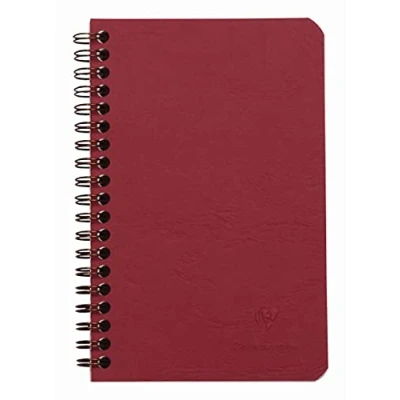 Image of Clairefontaine Ref 786161C Age Bag Wirebound Notebook (120 Pages) 11 x 17cm, Lined Rulings, 90gsm Brushed Vellum Paper, Pocket for Loose Documents Black Cover