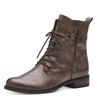 Image of MARCO TOZZI Women&#039;s 2 25110 41 Lace Boot Flat, Mud, 4