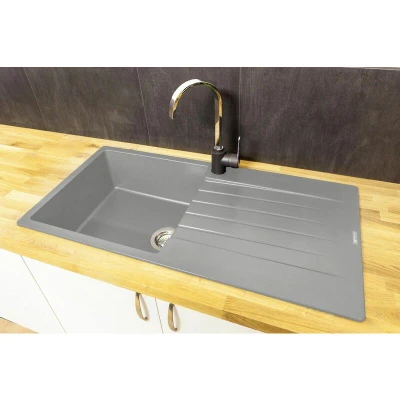 Image of Reginox Harlem 10 Silver Grey Granite Inset Kitchen Sink With Waste