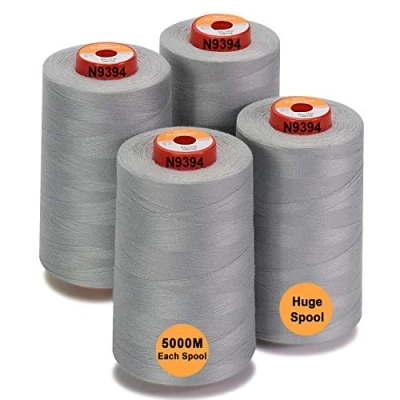 Image of New brothread 28 Options 4 Large Cones of 5000M Each All Purpose Polyester Sewing Thread 40S/2 (Tex27) for Sewing, Quilting, Piecing, Serger and Overlock Silver