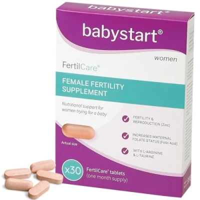 Image of Babystart Fertility Supplements for Women FertilCare 30 Tablets, 1 Month Supply, Prenatal Vitamins and Minerals Including Folic Acid, B, C, D, E Conception Nutritional Support