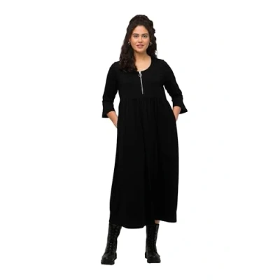 Image of Ulla Popken Women&#039;s Dress with Zip, Black, 20/22