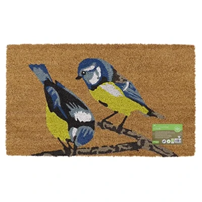 Image of JVL Eco Friendly Latex Backed Coir Door Mat, Birds, Natural, 45 x 75 cm Approx., 02 883