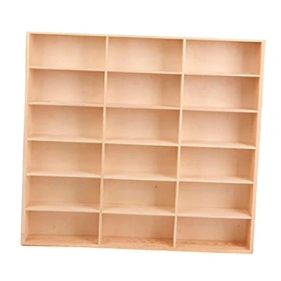 Image of Perfeclan Wooden Diecast Car Display Rack Toys Organizer Storage Multiuse Action Figures Shelf for Counter Business Home Retail, 18 Grid