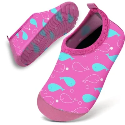Image of Water Shoes Toddler Kids Baby Infant Girls Beach Swim Barefoot Aqua Socks Non Slip for Swmming Pool Park(Pink Whale,24/25)