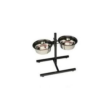 Image of Adjustable Stainless Steel Double Diner Stand bowls Food Feeding Pet Dog New