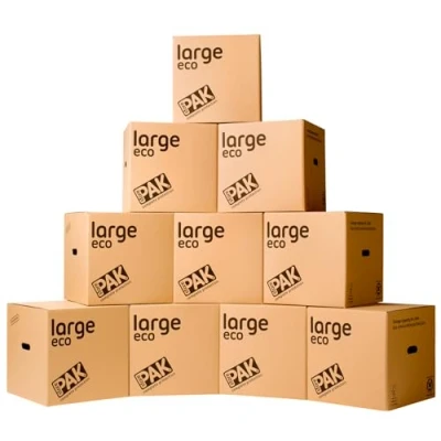 Image of StorePAK Eco Storage Archive Moving Boxes with Handles (Pack of 10) 64 Litres 100% Recyclable H 40.5 x W D 40.5cm LARGE