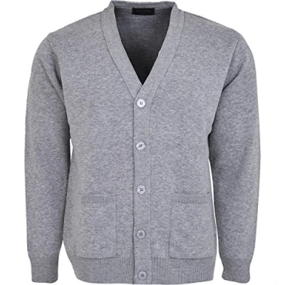 Image of Men Knitted Cardigan Button V Neck Long Sleeve Sweater with Pockets Grey/2XL
