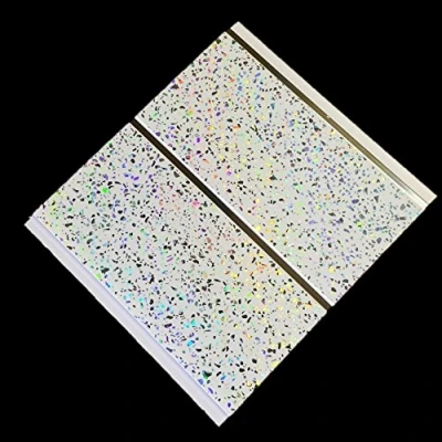 Image of DBS Platinum White Sparkle Chrome 5mm Bathroom Ceiling Panels Wall PVC Cladding (12 Pack)