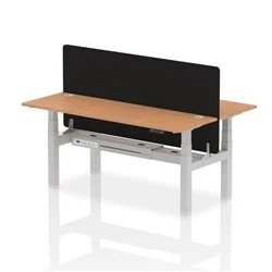 Image of Air B2B 1800x600mm Adjustable 2P Bench Desk CP Oak/Silver + Screen